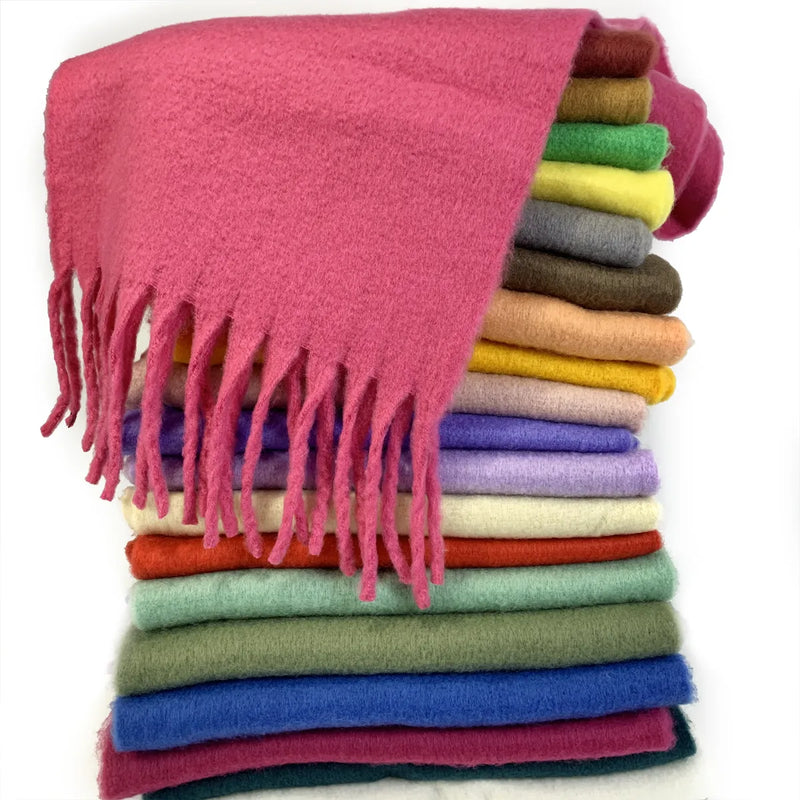 Designer Brand Women's Winter Scarf Ladies Soild Color Cashmere Warm Shawls and Wraps Long Tassels Pashmina Blanket Scarves