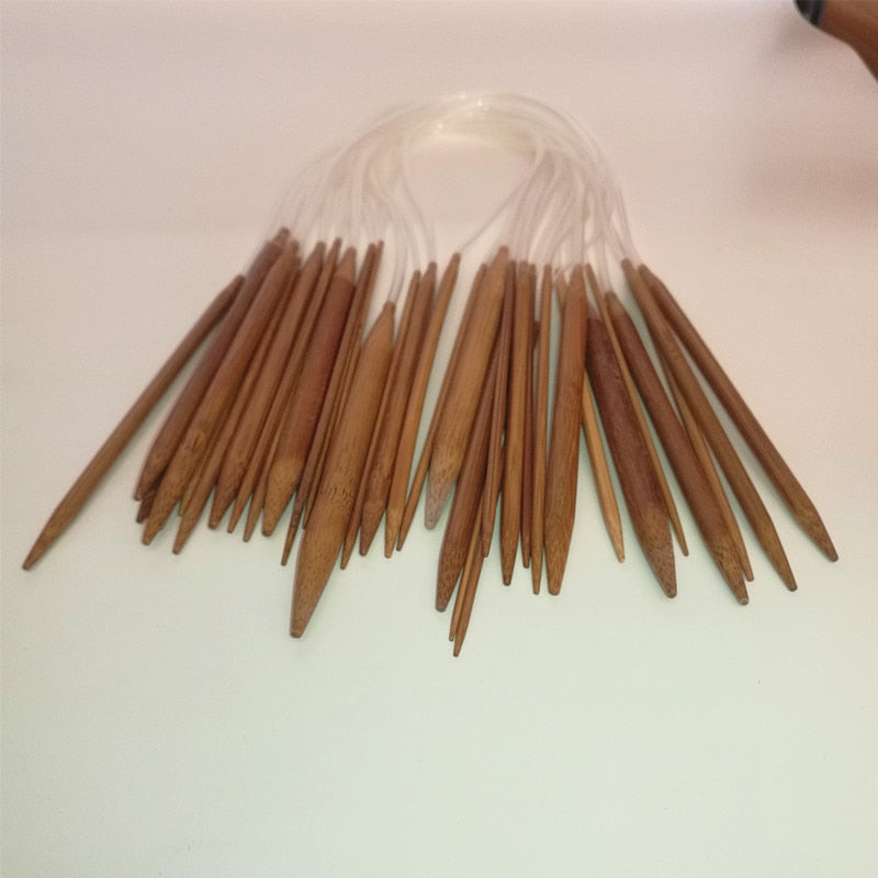 Bamboo circular ring knitting needles 18pcs Sizes 2.0mm-10.0mm 40cm 60cm long smooth finish Bamboo Knitting Needle Crochet Hooks