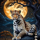 Huacan DIY Cheetah Diamond Painting Night Moon New Arrivals 2025 Diamond Mosaic Full Tree Wall Decor