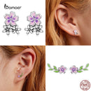 Bamoer Cute Romantic Fairy Elevs Exquisite Stud Earrings for Women Genuine 925 Sterling Silver Rainbow Ear Studs Luxury Jewelry