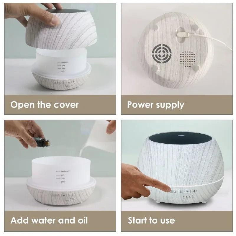 TUYA WiFi Smart 500ml Cool Mist Humidifier Air Aroma Diffuser Essential Oil Bluetooth 7 Colors Lights Timer Home Office