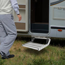Bymaocar Manual Rv Step with 12v LED Light Aluminum Manual Folding Rv Step Rv Camper Step