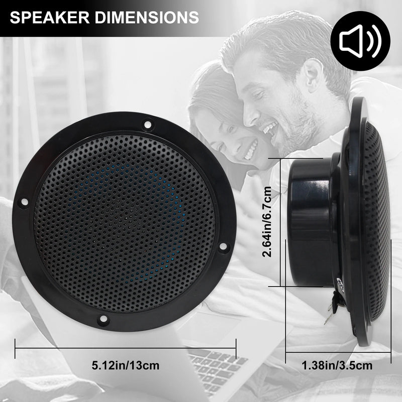 Herdio 4 Inches Waterproof Marine Bluetooth Ceiling Speakers For Bathroom Kitchen Home Outdoor Camper Golf Cart Boat with Flush