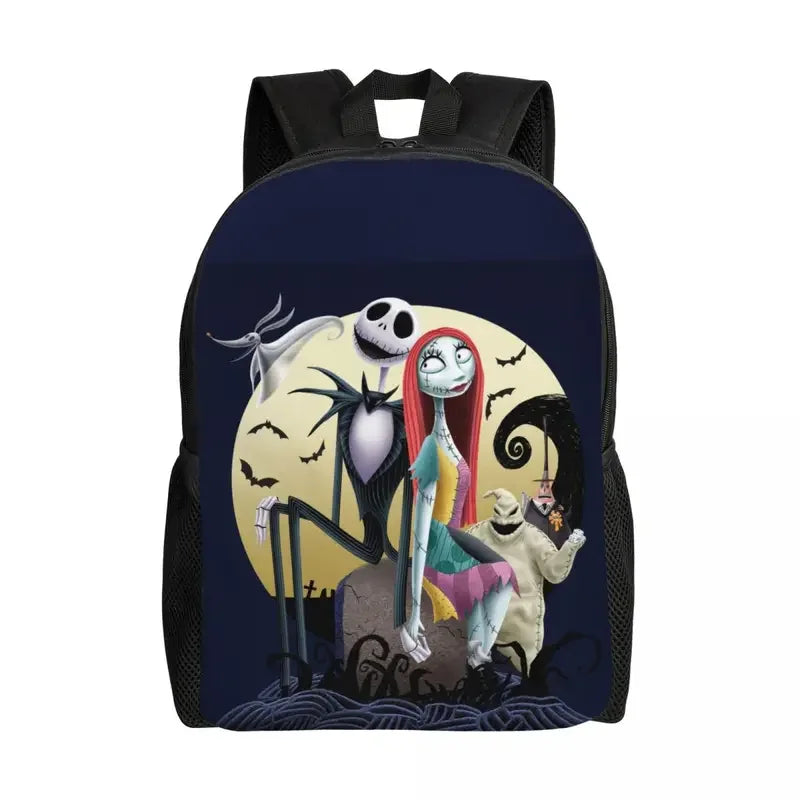 Custom Nightmare Before Christmas Backpacks for Men Women School College Student Bookbag Skellington Halloween Skull Bags