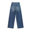 HH Women Trendy Cross Waist Wide Leg Jeans Asymmetrical Button Fly High Waist Baggy Denim Pants For Streetwear Y2K Outfits