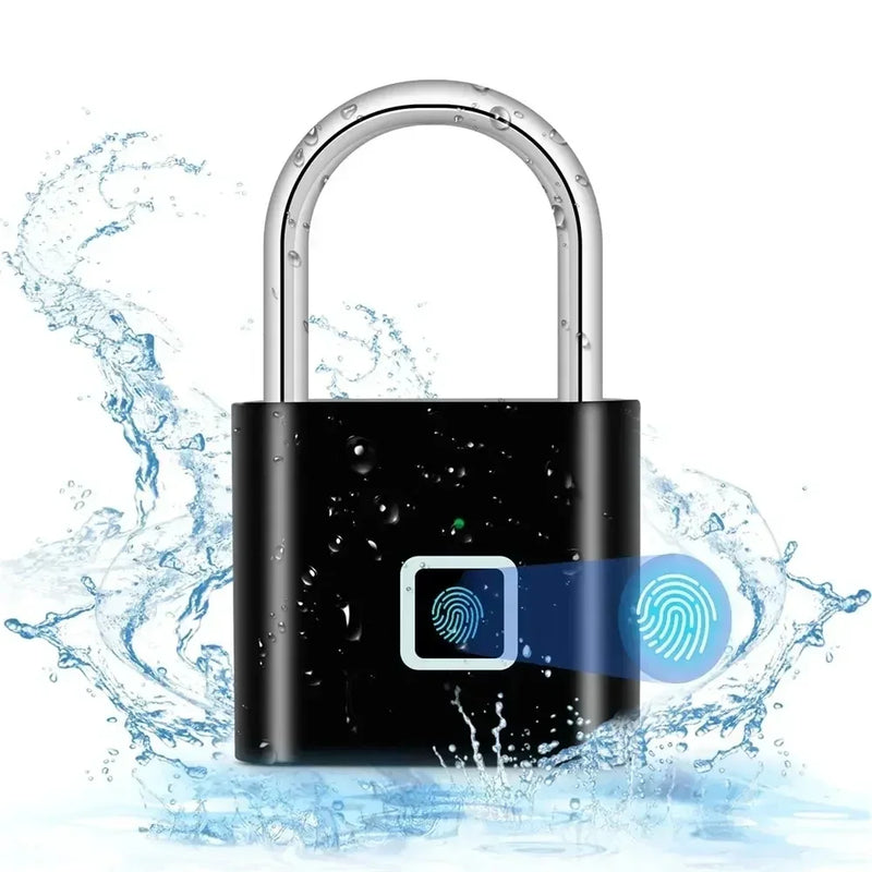 Keyless USB Charging Door Lock Fingerprint Smart Padlock Quickly Unlock Zinc Alloy Metal Self-imaging Chip 20 Fingerprints