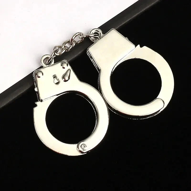 1Pc Creative Handcuffs Shaped Pendant Keychain Pink Silver Keyring Bag Hanging Decoration For Men Women Punk Jewelry Gift