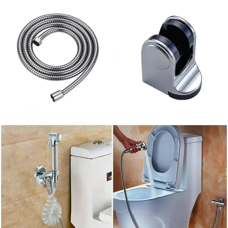 Handheld Toilet Bidets Sprayer Set Wall Bracket Stainless Steel Hand Bidet Faucet for Bathroom Toilet Shower Head Self Cleaning