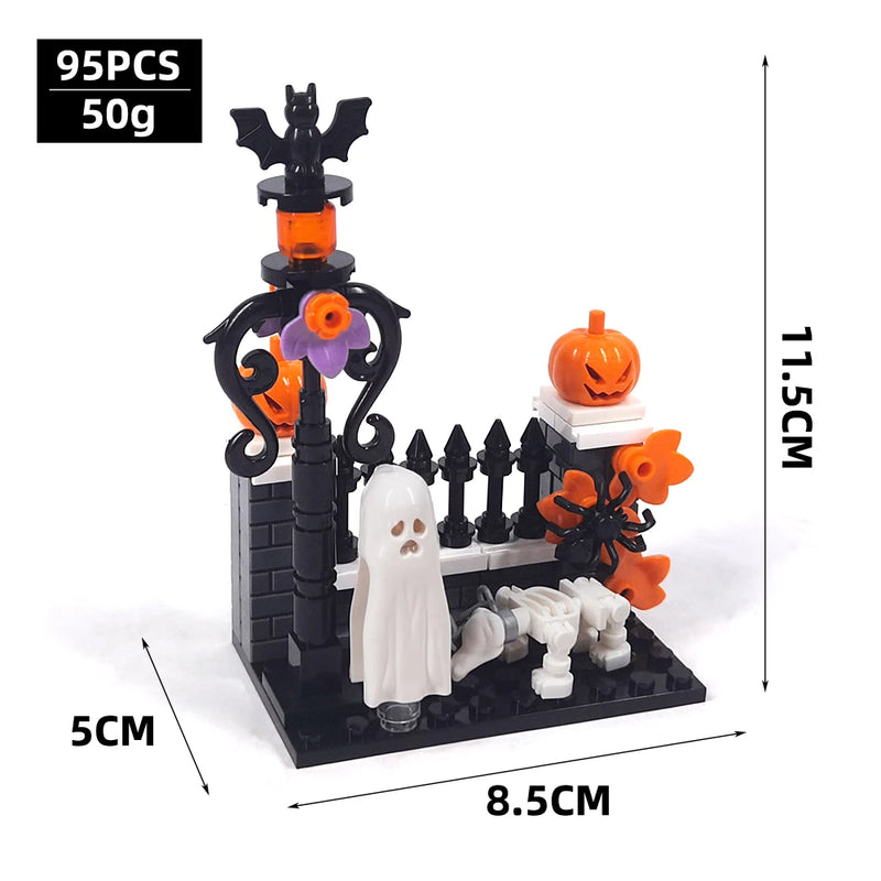 MOC Model Halloween Scene Building Block Decorations DIY Bricks Can be Combined Ghost Hell Dog Death Scene Toys for Children