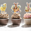 Easter Bunny Cupcake Toppers Happy Easter Bunnies Dessert Toppers Kids Birthday Party Cake Toppers Decoration for Easter Supply