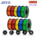 JAYO 10Rolls petg Filament 175mm 3d printing no bubbles no drawing smooth multiple colors optional for 3D printing 1.1kg/1roll