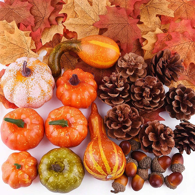 50pcs Realistic Pumpkin Maple Leaves Home Decor Party Favors Lifelike Wreath Garland Artificial Halloween Thanksgiving Parties S
