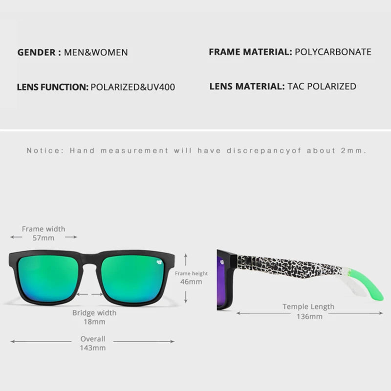 Fresh Colors Helm Block Polarized Sunglasses Men Women Top Square Unisex Sun Glasses With Zipper Case Category 43 Lenses