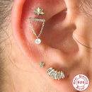 CANNER 1PC Echte 925 Silber Ohrstecker Kleine Zirkon Ohrringe für Frauen Ohrknorpel Lippenpiercing Körperschmuck Hochzeitsgeschenke