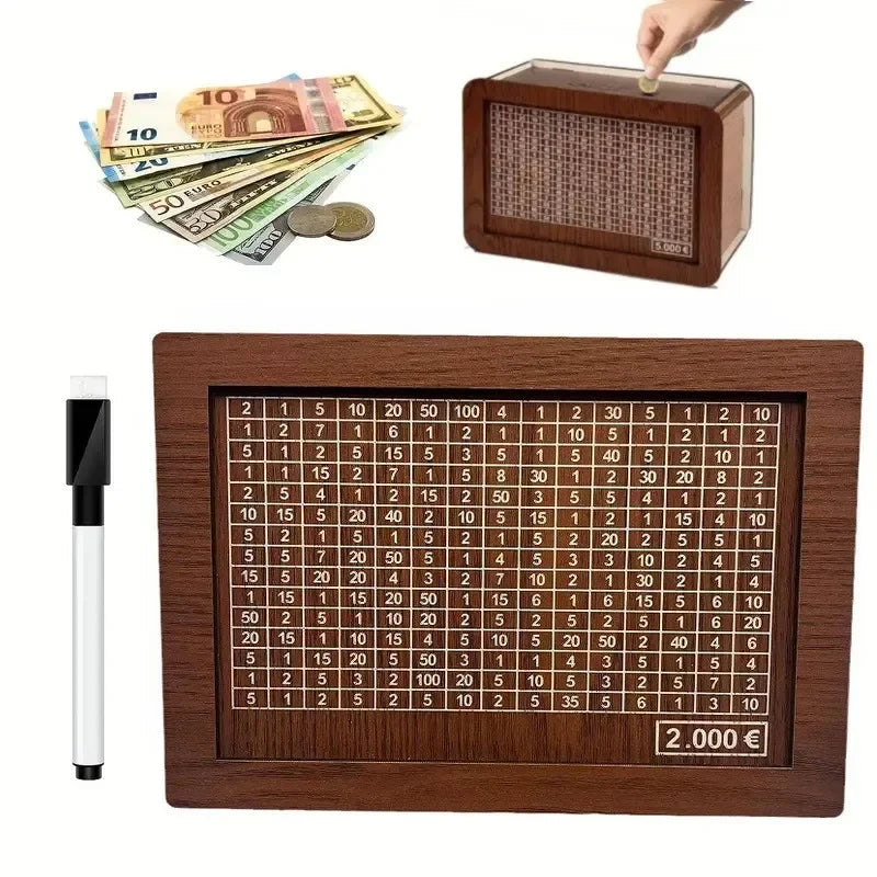 Wooden Money Box DIY Money Box Reusable Banknote Savings Boxes Attached Money Boxes Savings Digital Target Money Boxes