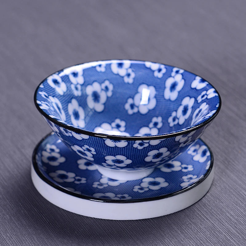 Blue and White Ceramic Tea Cup Mat Porcelain Teacup Pad Household Kung Fu Tea Set Accessory Japanese Coaster Insulating Mat