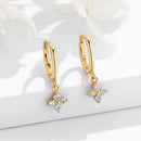 ANENJERY Zircon Flower Pendant Hoop Earrings for Women Simple Fashion Huggies Jewelry aretes