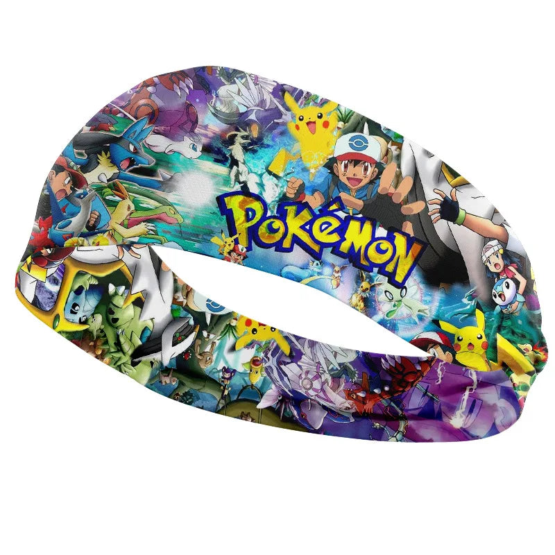 Anime Pokemon Pikachu Hair Ring Print High Elastic Wide Brimmed Hair Band Cartoon Toys Outdoor Sports Hair Bandana Girl Gifts