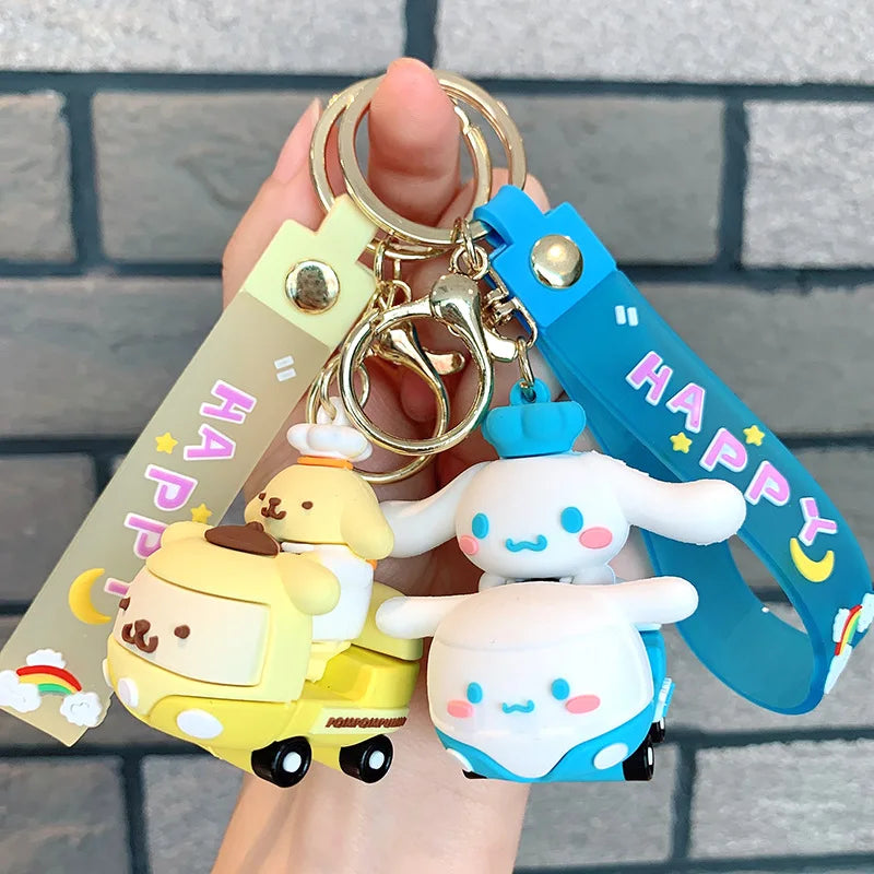 2024 Sanrio Hello Kitty Kuromi Keychain Cute Cinnamoroll My Melody Keyring Children Pochacco Pendant Keychains Christmas Gifts