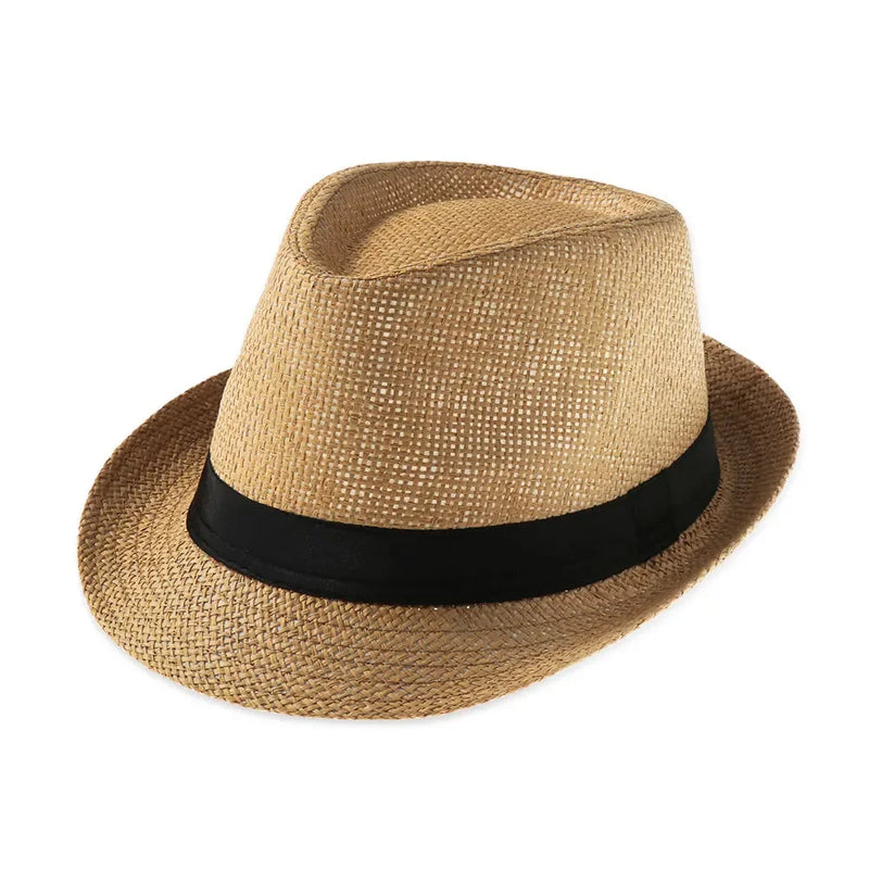 Straw Sun Hat Mens Womens Casual Breathable Cowboy Wide Brim Jazz Hat Sun Protection Fashion Beach Caps Summer