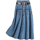 2023 Koreanischer Stil Frühling-Sommer Neuer Rock Damenmode Pendler-Jeansrock mit Knopfleiste und Gürtel