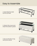 SONGMICS Storage Ottoman Bench, Ottoman Foot Rest with Legs, 40 x 110 x 40 cm, End of Bed Bench, Storage Chest, for Living Room