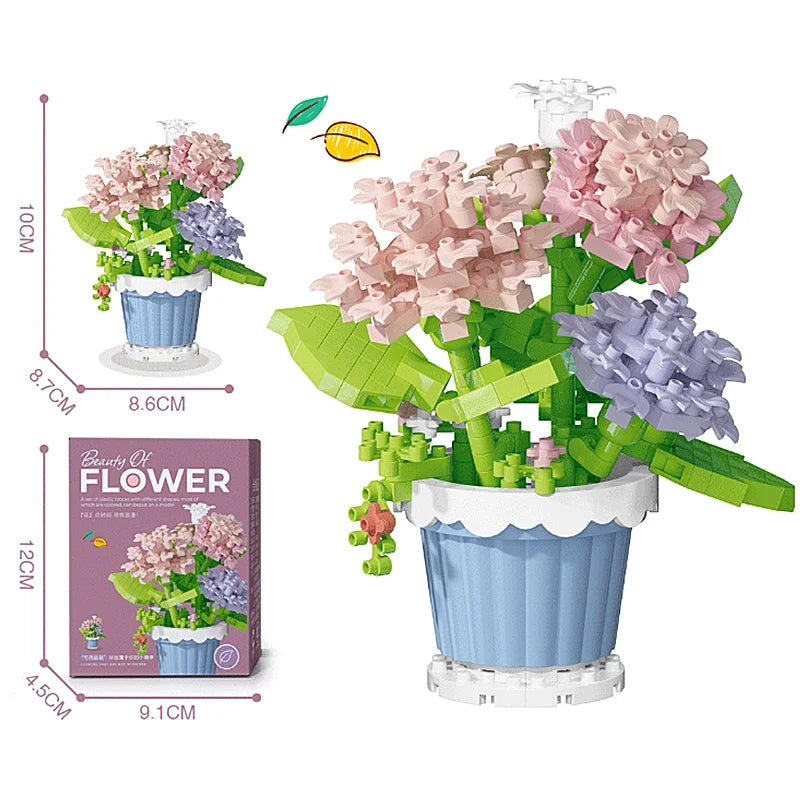 New Product Simulation Small Potted Bouquet Ornaments Tiny Particles Assembled Building Blocks Leisure Toys Girls Birthday Gifts