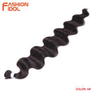 FASHION IDOL Body Wave Ponytail Hair Bundles 26 Inch Soft Long Synthetic Hair Weave Ombre Brown 613 Blonde 100g Hair Extensions