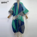 2022 WINYI Winter Women tassel Cardigan coat Loose Christmas dress robe longue Thick Warm free size Middle East Female Kaftan