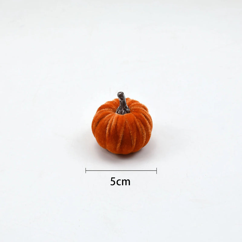 10pcs Velvet Artificial Pumpkin Decoration Desktop Pumpkin Ornament Christmas Thanksgiving Harvest Festival Halloween Decoration