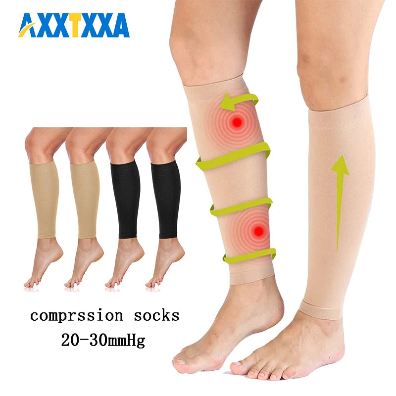 1Pair Calf Compression Sleeve 30-40mmhg Men Women Footless Calves Compression Sleeves Varicose Veins