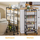 Slim Storage Cart 4 Tier Slim Rolling Storage Cart With Wheels Narrow Sliding Storage Laundry Cart With 3 Pull-Out Baskets