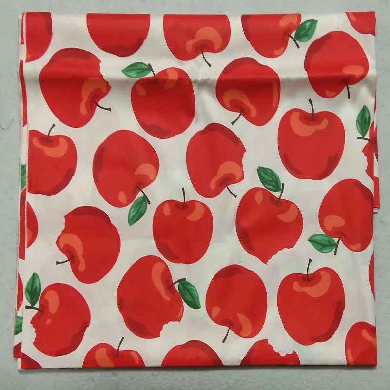 Graceful Pink Green Stripe Fruit  Series Apple Banana Printed Cotton Fabric 50x160cm For DIY Sewing Bedding Quilting Cloth Decor