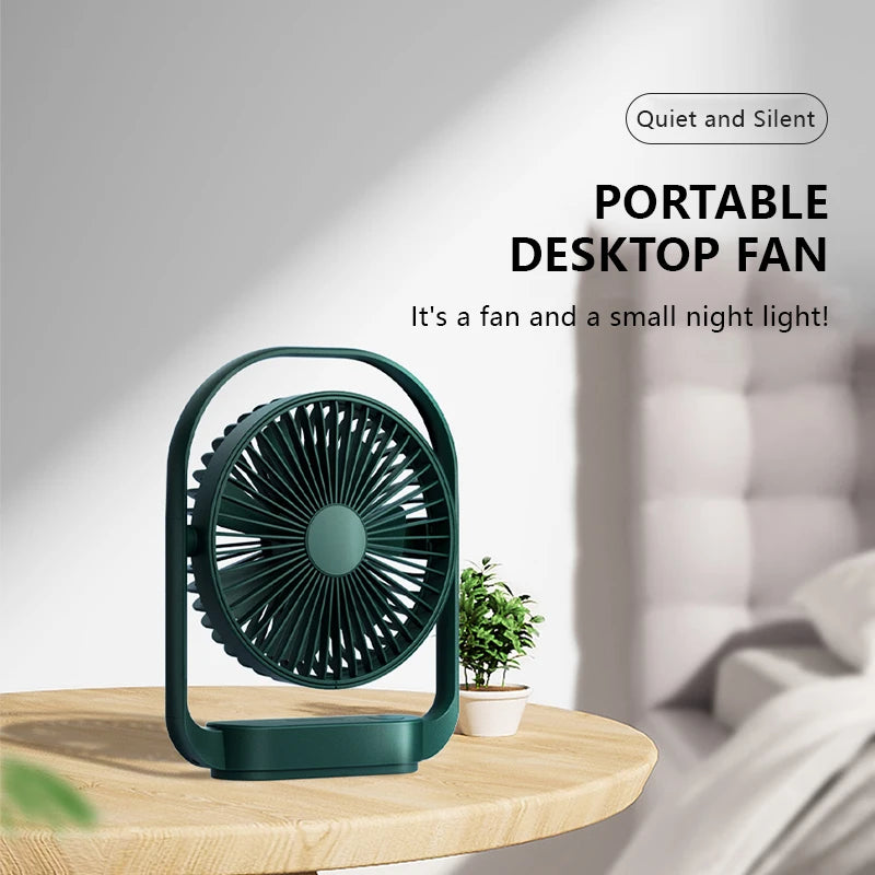 LK006 Desktop Small Fan with Battery Multi-function Utra-quiet Night Light Office Home Portable Summer Outdoor Portable Electri