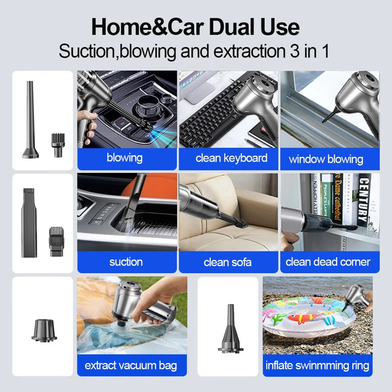 Car Vacuum Cleaner 95000PA Portable Wireless Vacuum Cleaner Strong Suction Handheld Vacuum Cleaner Powerful Blower for Car Home