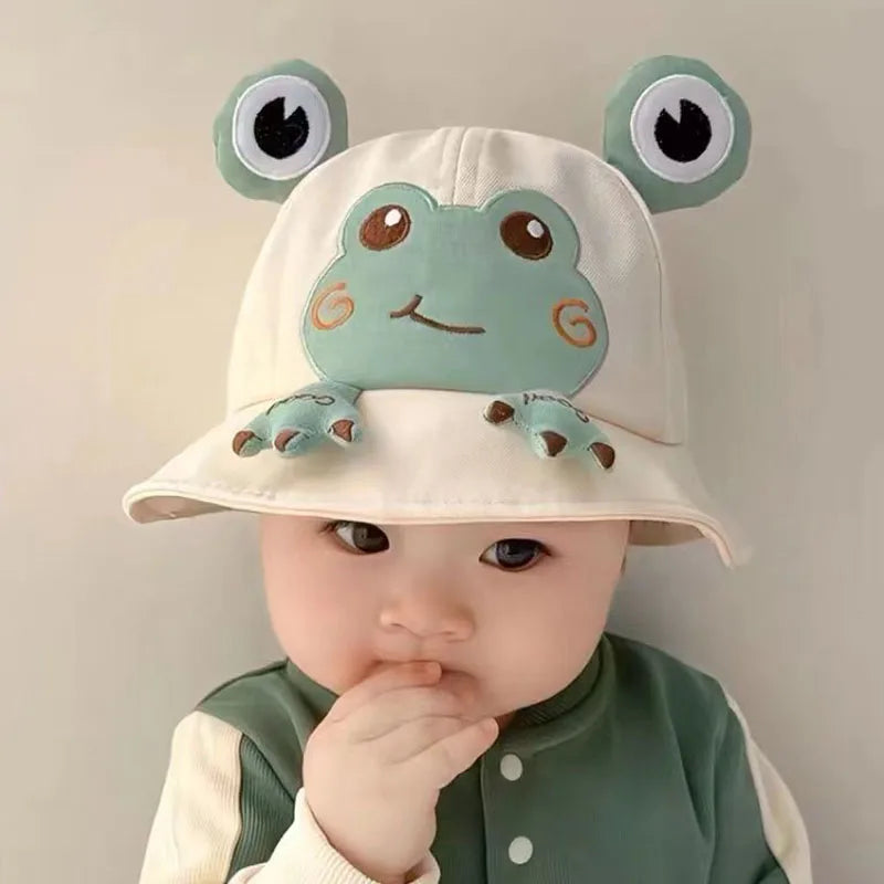 2023 New Baby Bucket Hat For Kids Spring Outdoor Boys Girls Sun Hat Summer Cute Flog Toddler Children's Fisherman Cap Cotton