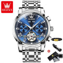 OLEVS Original Uhr für Herren, Automatische Mechanische Armbanduhr, Top-Marken Luxus Tourbillon Armbanduhr Klassische Herren Schwarze Uhren 6607