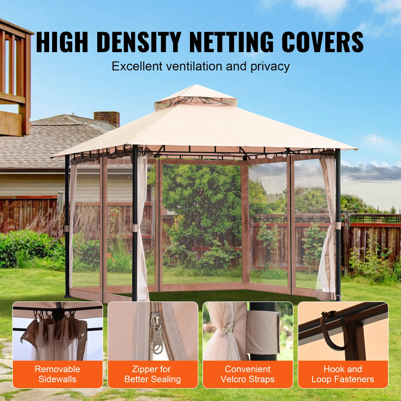 SucceBuy 11x11ft/10x10ft/10x13ft Portable Gazebo PU Coated 250D Garden Market Waterproof Collapsible Canopy Tent for Outdoor