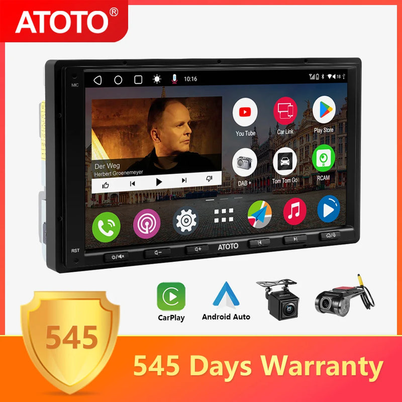 ATOTO Android 7 Inch Car Stereo Wireless CarPlay/Android Auto 1024x600 HD Screen GPS DVR Input Backup Camera Bluetooth FM WiFi