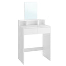 VASAGLE Dressing Table with Large Rectangular Mirror, Vanity Table with 2 Drawers and 3 Open Compartments, Vanity Table