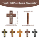 100-200Pcs Wooden Cross Pendants Printed Wood Charms For Easter Jewelry Bracelet Necklace Making Findings Mxied Color