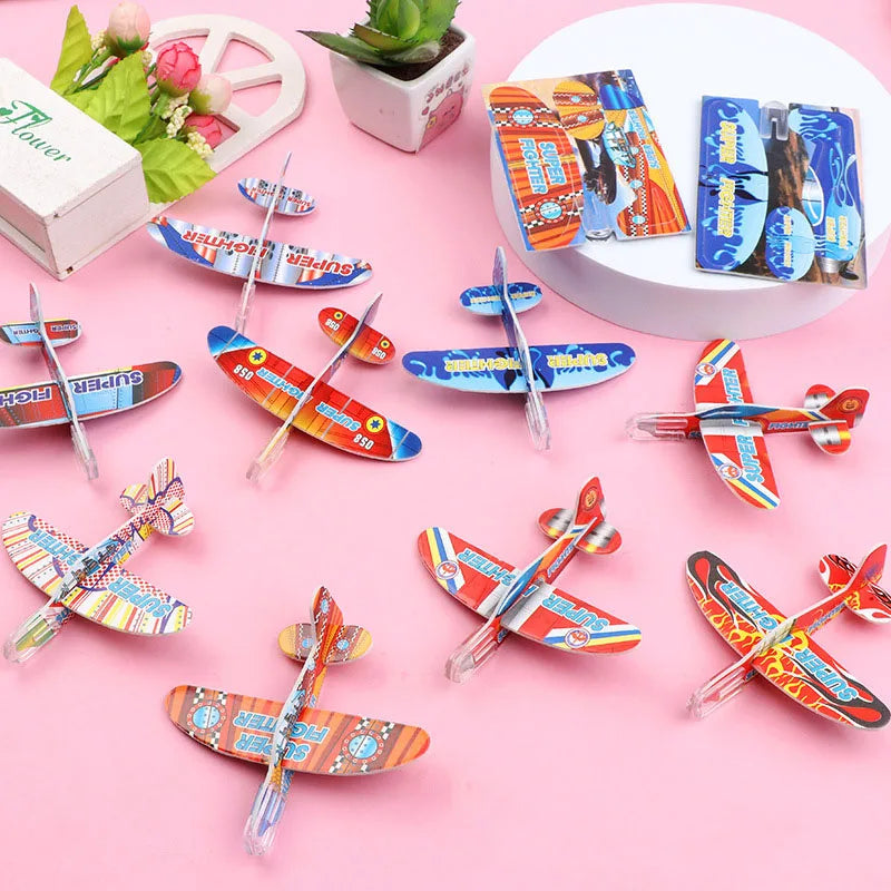 20pcs/bag DIY Gliders Planes Foam Assemble Airplane Toys Kids Birthday Gifts Party Favors Children School Prizes Goodie Fillers