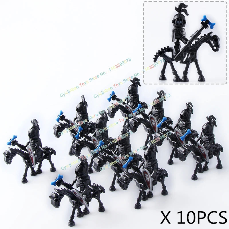 10PCS AX9815-16 Medieval Knight Skeleton Knight Accessories Shield Spear Armor Building Block bricks Action Figure Chilldren Toy