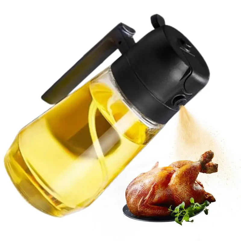 470ml Oil Dispenser Bottle For Kitchen Oil Bottle Olive Oil Container 2 In 1 Glass Oil Dispenser Olive Oil Sprayer Kitchen Tool