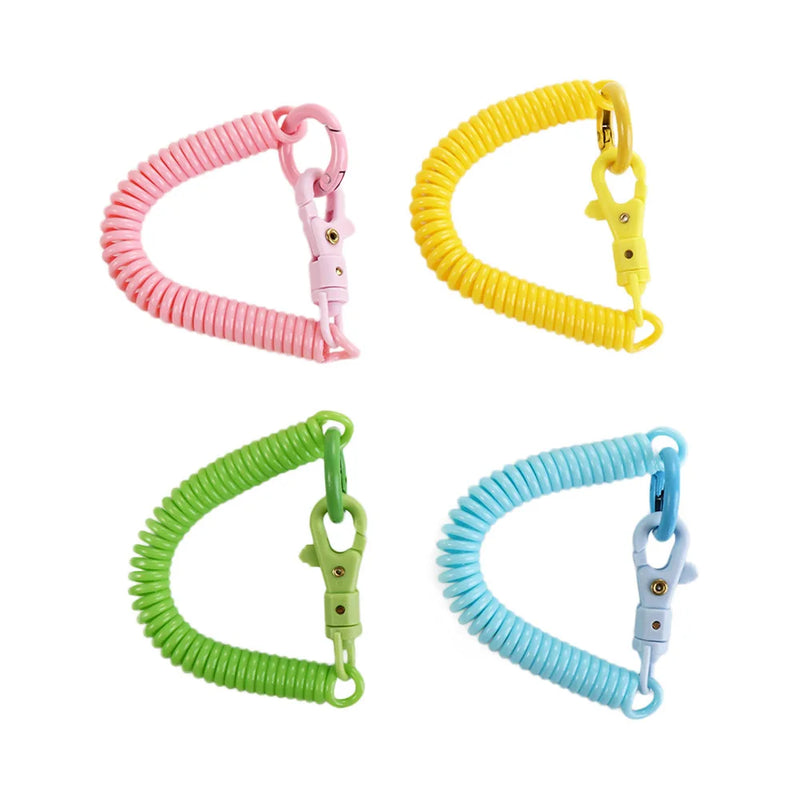 Coil Springs Keychain Stretchy Spiral Spring Coil Retractable Coil Springs Keychain With Metal Clasp Key Chain Holder Lanyard