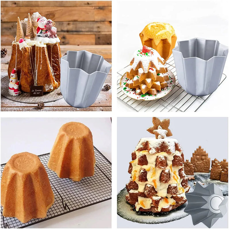 4 Size Aluminium Cake Mold Pandoro Molds Octagonal Bread Baking Accessories Bakeware Pan Non-stick Cheese  Mould Kitchen