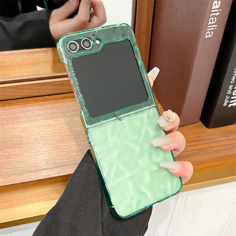 Fashion Simplicity Wrinkles Phone Case For Samsung Galaxy Z Flip 6 5 4 3 Z Flip5 Flip6 Flip4 5G Cover Water Ripple Cute Cases