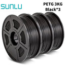 SUNLU PETG 3D Filament 1KG 3 Rolls 1.75mm +/-0.02MM 3D Printing Filament Neatly Wound Filament Vacuum Packing Fast Shipping