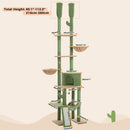 Cactus Cat Tree Floor to Ceiling Cat Tower with Adjustable Height 7 Tiers Climbing Activity Center with Cozy Hammocks 5 Platfor