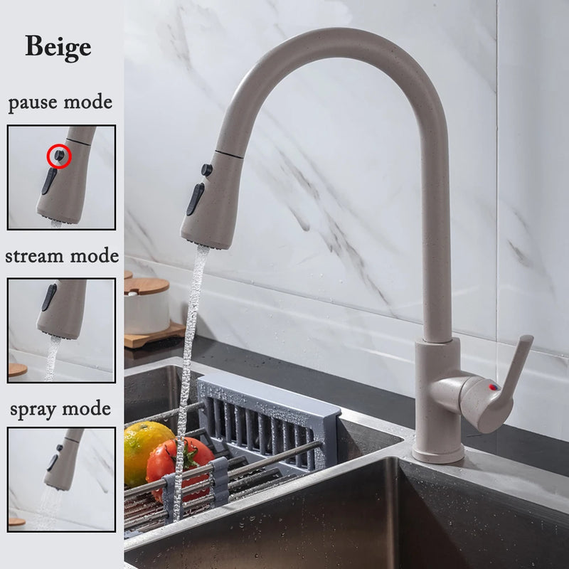 Kitchen Faucets 304 stainless steel Pull Out Kitchen Sink Water Tap Deck Mounted Mixer Stream Sprayer Head Hot Cold Taps